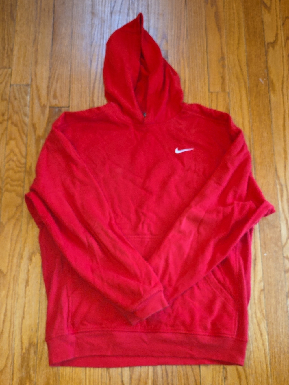 Nike Red Men's Hoodie with White Swoosh- Size MEDIUM